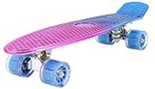STRAUSS Fibreglass Cruiser Skateboard Penny Skateboard Casterboard Hoverboard Anti-Skid Board With High Precision Bearings Ideal For All Skill Level 21.6 X 6 Inch,(Pink,Blue)