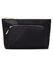 Jillian Dempsey Makeup Bag: Medium Sized Everyday Cosmetic Organizer with 2-Pockets and an Easy to Clean Nylon Material I Black with Rose Gold