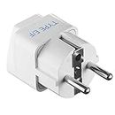 Ceptics India to European Travel Adapter (Schuko) - Type E/F India to Europe - CE Certified - RoHS Compliant - White - 1 Pack - 5 Years Warranty