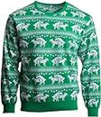 Ann Arbor T-shirt Co. Reindeer Humping Ugly Christmas Sweater w/Holiday Insertion & Christmas Dongs (XXL, Green)