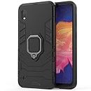 WOW IMAGINE Shock Proof Back Case Mobile Cover for Samsung Galaxy A10 (Armor | Hybrid PC + TPU | Full Protection with Ring Holder Kickstand | Carbon Black)