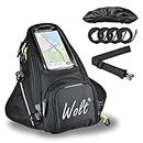 WOLT Powersports Motorcycle Tank Bag With waterproof rain cover Strong Magnetic, Motorbike Bag Transparent Pocket For Cell Phone Navigation, Update Version …, black, MZ20050