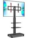 FITUEYES Mobile TV Stand Rolling Cart with Wheels for 32-65 Inch with 3 Media Storage Shelf & Cable Management, Modern Space Saving for Home Office TT306503GB