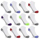Auranso 12 Pairs Boy Athletic Ankle Socks Girl Low Cut Sock Multicolor02 12-16 Years