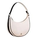 Nestasia Half Moon Shoulder Bag | Women's Hobo PU Leather Bag | Spacious with 1 External Zip Pocket | Perfect for Everyday Use | White and Black