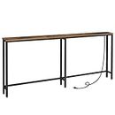 HOOBRO 70.9" Skinny Console Table with Charging Station, Narrow Entryway Table with Power Outlets, Slim Sofa Table, Behind Couch Table for Hallway, Living Room, Foyer, Rustic Brown BF185UXG01