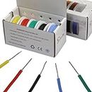 Striveday™ 24 AWG Flexible Silicone Solid Wire Kit Box Electric Wire 24 Gauge Hook Up Wire 300V Cable (26.2ft Each Color)