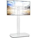 RFIVER Universal TV Stand Slim Corner TV Floor Stand for 32-65 Inch TVs,Height Adjustable Swivel Cantilever Tall TV Stand with Tempered Glass Base Max VESA 400x400mm up to35kg,White