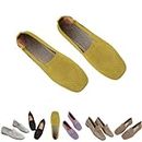 Women Comfortable Arch Support Non-Slip Flat Shoes,Womens Lightweight Breathable Knit Square Toe Flats,Flats with Arch Support for Women,Wide Toe Box Flats Women (37,Yellow)