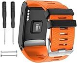 Zitel® Watch Band Compatible with Garmin Vivoactive HR - Silicone Replacement GPS Watch Strap with Adapter Tools - Orange