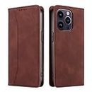 Wallet Case for iPhone 14/14 Plus/14 Pro/14 Pro Max, Pu Leather Folio Flip Cover, with Kickstand Card Holder Slots, 360 Full Body Coverage, Shockproof,Brown,14 Plus 6.7''