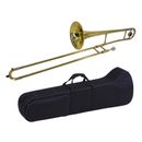 Bb B Flat Trombone Brass Gold Lacquer with Mouthpiece Case for Beginners Z8M2