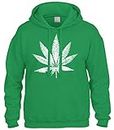Cybertela White Weed Marijuana Leaf Cannabis 420 Sweatshirt Hoodie Hoody (Kelly Green, Large)