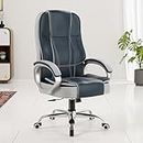 Green Soul® | Vienna | Leatherette Office Chair | Ergonomic Executive Boss Chair with Spacious Cushioned Seat | Heavy Duty Metal Base | High Back | 3 Years Warranty (Grey & Navy Blue)