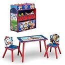 Nick Jr. PAW Patrol 4-Piece Playroom Solution by Delta Children – Set Includes Table and 2 Chairs and 6-Bin Toy Organizer, Blue