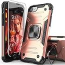 IDYStar for iPhone SE 2020 Case with Screen Protector,Shockproof Drop Test Cover with Kickstand Lightweight Protective Case for iPhone 6/6s/7/8/SE 2020/SE 3 2022,Rose Gold