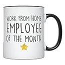 YouNique Designs Work from Home Employee Of The Month Mug, 11 Ounces, Funny Employee Appreciation Coffee Mug, Work From Home Cup (Black Handle)