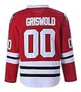 CNNFL Mens Ice Hockey Jersey #00 Christmas Vacation Movie Costume Stitched Letters&Numbers Red Large