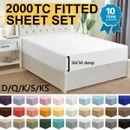Hotel 2000TC Ultra Soft Bed Fitted Sheet Set Pillowcase Single/Double/Queen/King