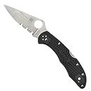 Spyderco Delica 4 Lightweight Knife with Flat Ground Steel Blade and Tunnel to Towers Black FRN Handle - CombinationEdge - C11FPSBKBL