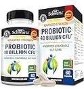 Daily Probiotic for Women & Men with 40 Billion CFU - Gut Health Complex with Probiotic for Women & Men - Shelf Stable Pre & Probiotics for Bloating Relief Digestive Enzyme Health | Non-GMO, 60ct