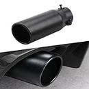 ZBGUN 1 PC Car Exhaust Tupe with Screws, 8.5In Durable Metal Long Barrel Vehicle Tail Throat Pipe Replacements, Universal Waterproof Automotive Silencer Accessories for Truck SUV Car (Black)