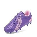 Dream Pairs Boys Girls Soccer Cleats Kids Football Shoes,Size 12 Little Kid,Purple/Pink,HZ19006K