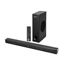amazon basics Soundbar with Wired Subwoofer, 90W RMS, 2.1 Channel, Remote Control, BT v5.3, HDMI (ARC), Optical, Aux, USB, Compatible with TVs, Smart Phones, Tablets, PCs (Black)