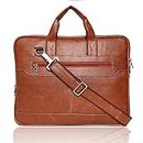 Bagneeds® Men's tan Synthetic Leather Briefcase Best Laptop Messenger Bag Satchel for Men