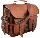 Best Men Genuine Vintage Brown Leather Messenger Shoulder Laptop Bag Briefcase
