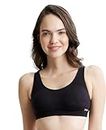 Jockey MJ10 Women's Wirefree Padded Super Combed Cotton Elastane Stretch Full Coverage Slip-On Uniform Bra with Concealed Underband_Black_S