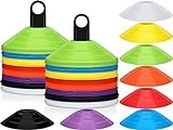 80 Pcs Soccer Cones for Drills with 2 Holders Disc Cones Multi Color Sports Cones Agility Training Equipment Field Markers for Kids Youth Football Basketball Playing Field Ball Game Practice, 8 Colors