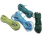Beadsnfashion Jewellery Making Leather Cord 2 mm DIY Combo of Green & Turquoise, 4 Colors(5 Mtrs Each)