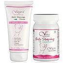 Vigini 100% Natural Actives Body Toner Gel Cream for Women No Added Color or Fragrance Non Staining Non Itching 100g & Herbal Ayurveda Capsule (Pack of 30)