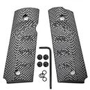 Cool Hand 1911 Grips for Compact/Officer/Kimber Ultra Carry ii, Black Gun Screws Included, for Left and Right Handed, Finger Grooves, with Ambi Safety Cut, Grey/Black G10