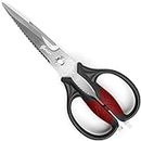 Kitchen Scissors - Heavy Duty Utility Come Apart Shears for Poultry, Chicken, Meat, Food, Vegetables - 9.25 Inch Long - Black and Red Handle