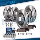 5-Lug Front Rear Disc Rotors Brake Pads +24pc Wheel Lugnuts for 2012-18 Ram 1500
