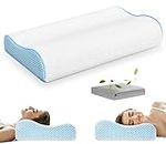 PKBD Queen Size Memory Foam Pillow with Replacement Pillowcases,Neck/Shoulder Pain Relief,Ergonomic Orthopedic Cervical Sleeping Pillow Neck Contour Support Bed Pillow for Side,Back,Stomach Sleepers