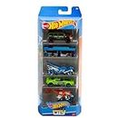 Hot Wheels Set of 5 Toy Cars, Extreme Race Assorted Styles, Toy Vehicles in 1:64 Scale with Realistic Details and Decos, Collectible Cars for Kids Ages 3 and Up, Styles May Vary, 1806