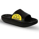 MTINDO Sliders for Men & Women - Stylish | Comfortable | Lightweight | Ultra Cushion | Thick EVA Sole | Flip Flops Slides & Slippers | Black | Size 6 (40)