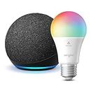 Echo Dot (5th Gen) | Charcoal with Sengled Smart Color Bulb
