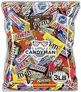CANDYMAN Bundle of Chocolate Candy 3 Pound Bag of M&M's, Twix, Snickers, 100 Grand, Reese's, Fun & Mini Size, Assorted Chocolates Individually Wrapped Mixed Candy