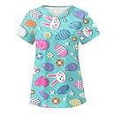 Gcvizuso Today Clearance Scrubs for Women 2024 Short Sleeve V Neck Tops Casual Easter Graphic Uniform Shirts Summer Cute Stretchy Tshirts Daily Deals Clearance