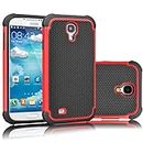 Galaxy S4 Case, Tekcoo(TM) [Tmajor Series] [Red/Black] Shock Absorbing Hybrid Rubber Plastic Impact Defender Rugged Slim Hard Case Cover Shell for Samsung Galaxy S4 S IV I9500 GS4 All Carriers