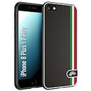 CUSTOMIZZA - Custodia cover nera morbida in tpu compatibile per iPhone 7 Plus - 8 pluseffetto fibra di carbonio bandiera Italia made in Italy