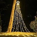 (New) Christmas Decoration Outdoor Star String Lights,16.4ft 320 LED Christmas Lights Hanging Tree Lights,Plug-in 8 Modes Waterproof Fairy Twinkle Curtain Lights for Xmas New Year Holiday Party