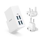 Anker USB Plug 5.4A/27W 4-Port , Wall Charger, PowerPort 4 Lite with Interchangeable UK and EU Travel Charger, Adapter for iPhone XS/XS Max/XR/X/8,Galaxy S8/Note 3,iPad Air 2/mini 3,and More