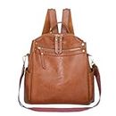 For Women Backpack Purse Leather Anti-theft Travel Backpack Fashion Shoulder Handbag (MK-11 Brown)