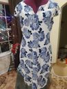 Connected Apparel - Size 10,  Blue and White Multi Color Dress