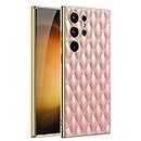 MVYNO Pretty Samsung Galaxy S24 Ultra Cases Covers | Premium Leather Back case with Chrome Edges for Girls and Women (Artificial Leather, S24 Ultra, Pink Leather)